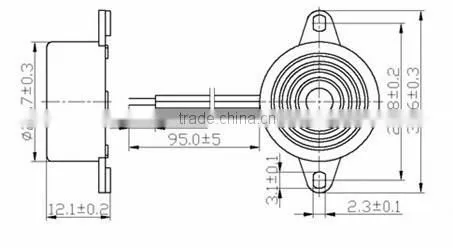FBPB2312 Cheaper Piezo Buzzer 12v sounder internal drive with wires and connector(FBELE)
