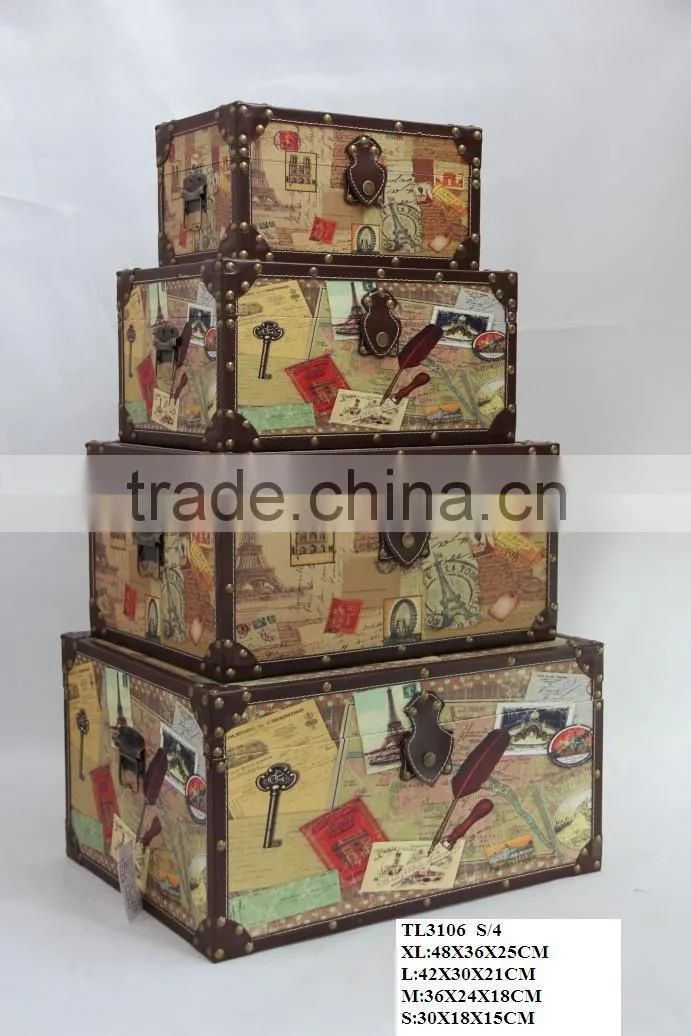 Vintage Decorative Wooden Storage Trunk Box