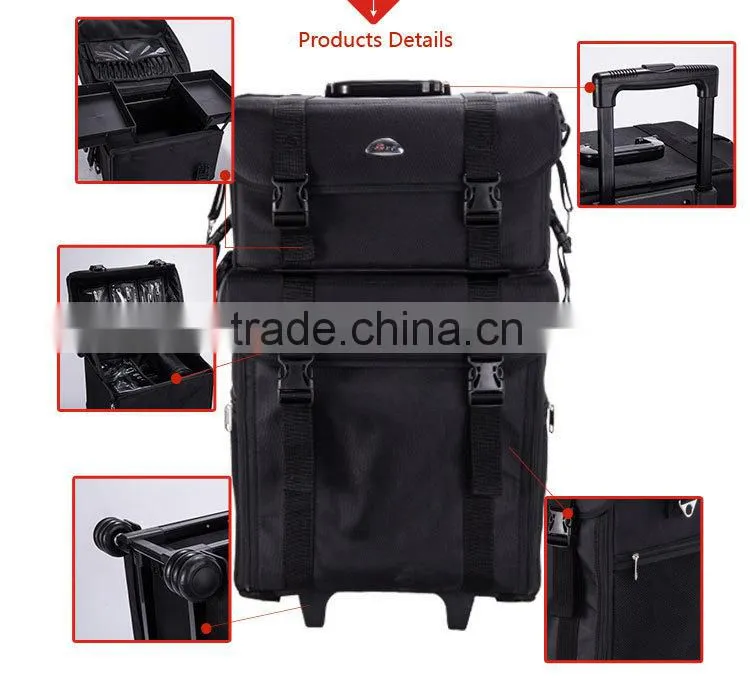 China Wholesale Black Nylon Rolling Station Makeup Case