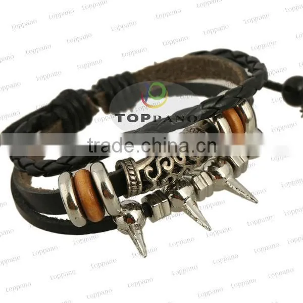 newest design hot sale fashion cheap leather barcelet jewelry