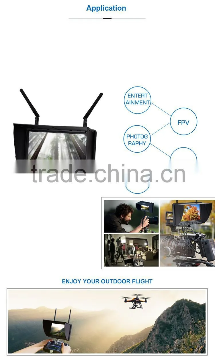 C465 7 inch High resolution 1024x600 HD monitor built in battery and dual receiver for dji phantom