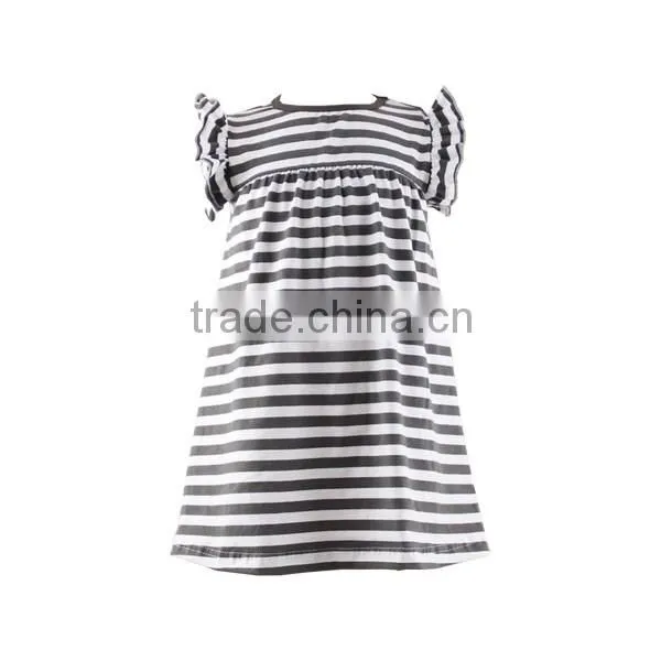 Latest design wholesale fashionable stripe dress little baby girls dress cotton baby girls dress