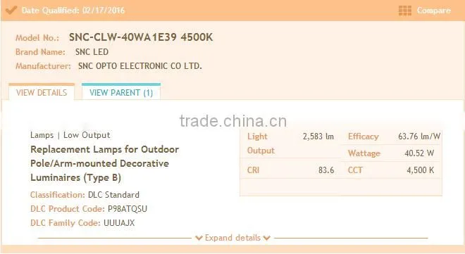 4000K/4500K/5000K/5700K CCT and UL CUL DLC approved 40W led corn lamp 5 years warranty