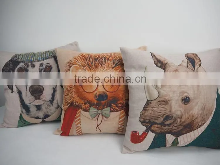Decor sofa pillow cover dog printed square pillow case decorative throw pillows