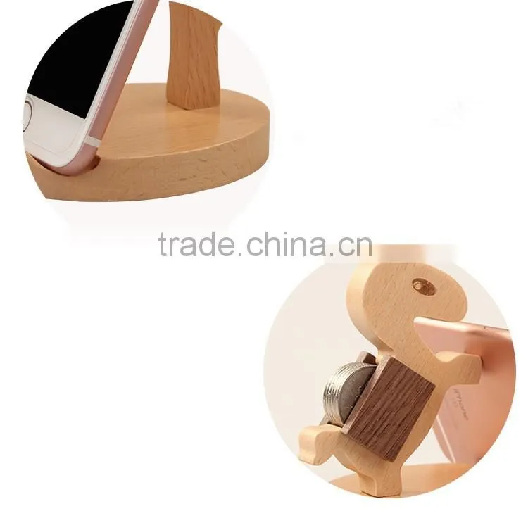 OCASE Lovely Creative Gift Item Mobile Phone Holder Natural Beech Wood Tablet Stand Model
