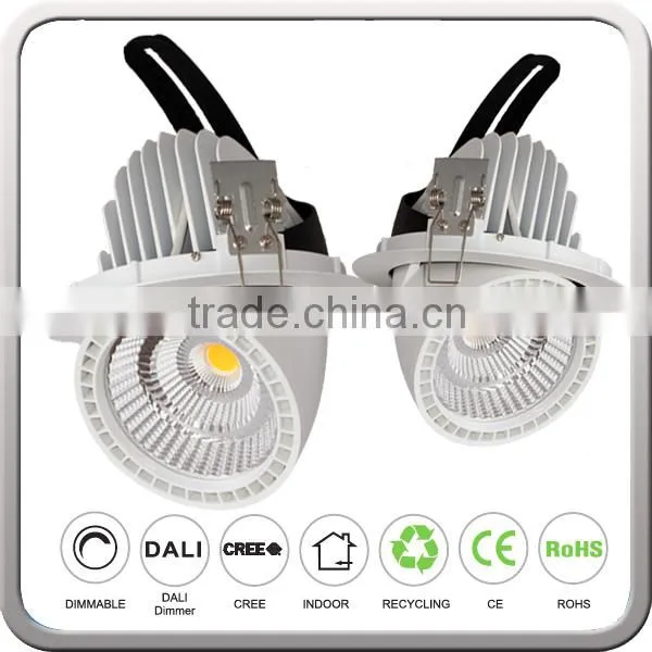 Ceiling Recessed Pandent Mounted 45w 4000LM Rectangular Rotating LED Downlight for Shops with CREE COB Meanwell Driver