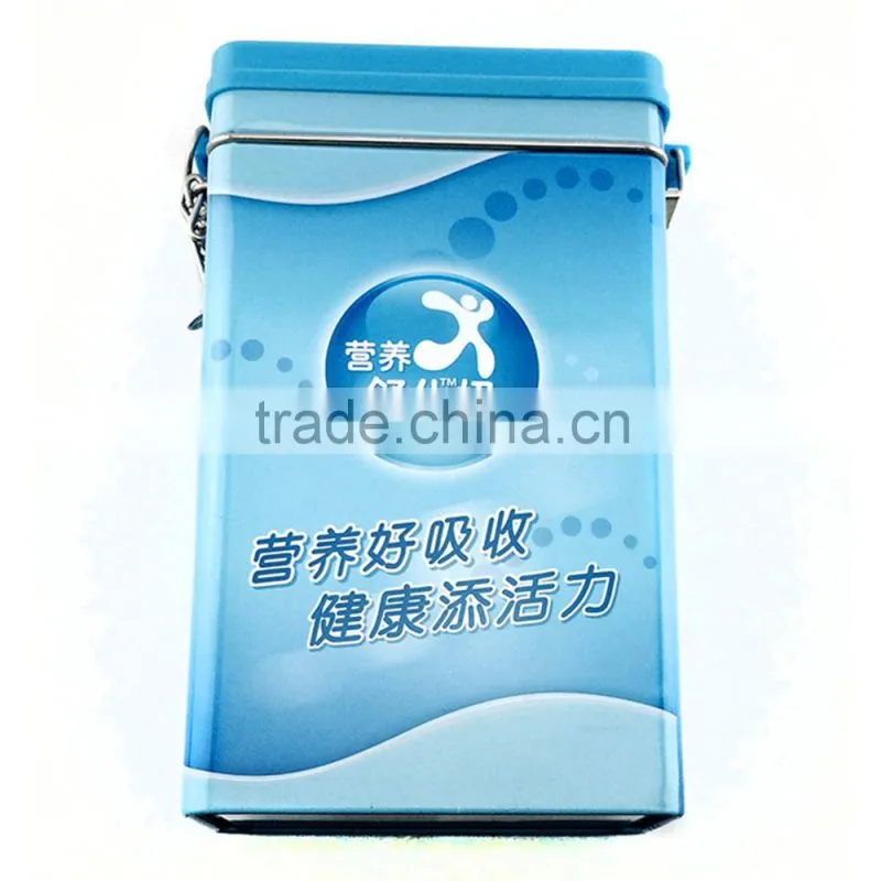 High-end plain metal milk tin box with lock