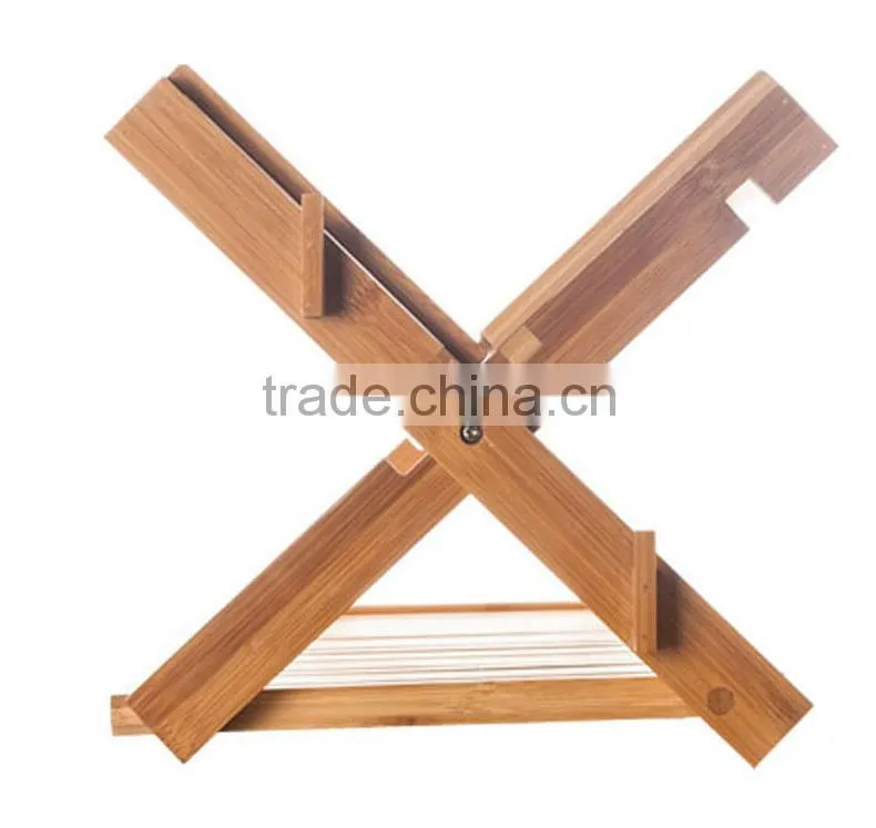 Two Layers Bamboo Dish Rack, Foldable, Compact Fold Size Dish Rack