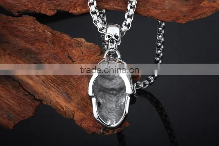 High polish stainless steel skull head design tibetan pendant