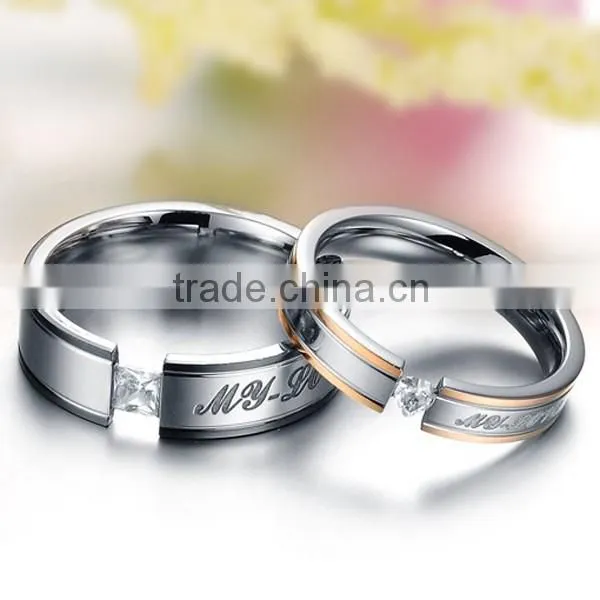 Titanium Steel Couple's MY LOVE Letter Rings Design