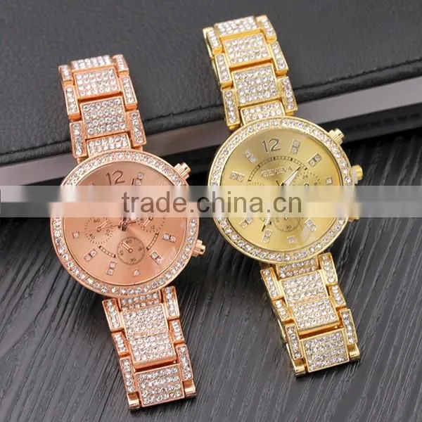 Top Sell Rose Gold Rhinestone Women Watch Design