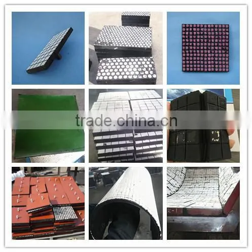 Media heavy duty application ceramic rubber liner, with cylinder embedded