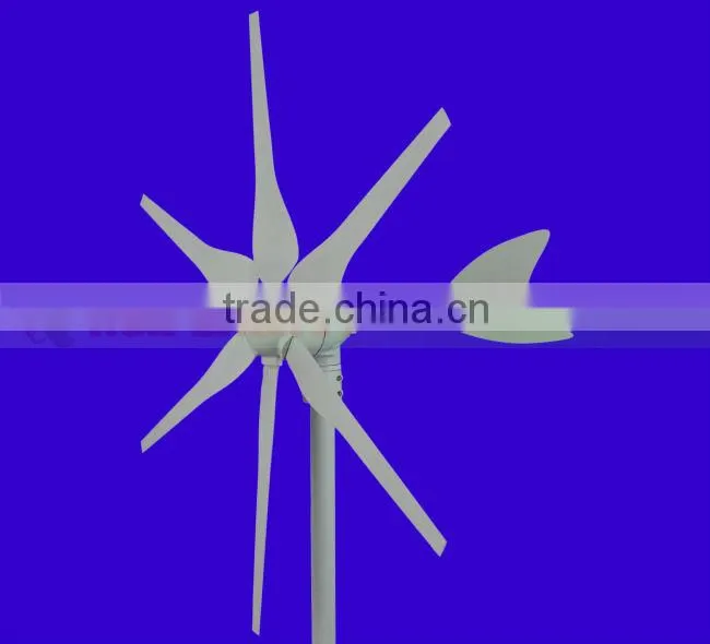 300w wind turbine generator 6 PCS blades for homes+wind/solar hybrid controller(LCD display)+600w off grid inverter