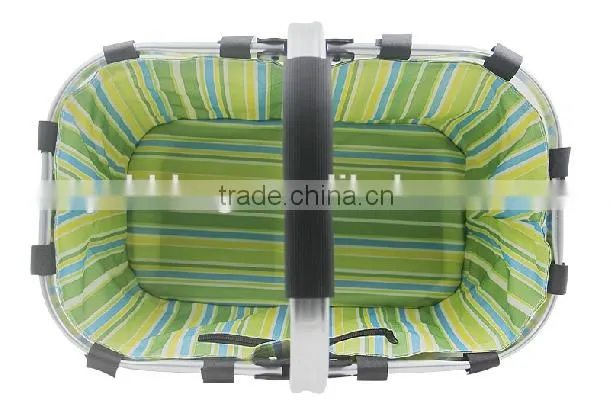 Aluminium foldable shopping basket Foldable cooler basket insulated cooler bags for picnic(YX-Z130)