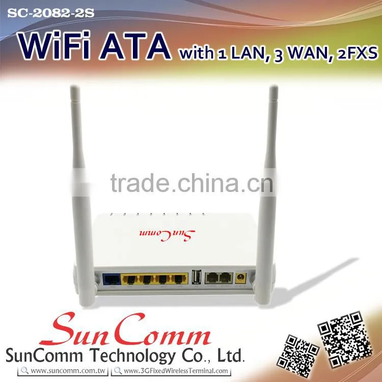 SC-2082-2S with 1 WAN, 3 LAN, 2 FXS WiFi VoIP ATA