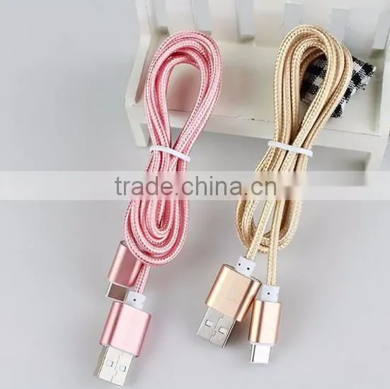 Usb braided cable 10ft Nylon Iron Shell USB Cable for V8 android data cable