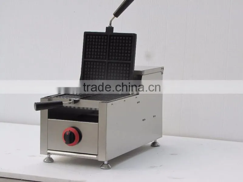 Stainless Steel Gas style four slices 180 degrees rotated industrial square gas waffle maker, Liege belgian Gas waffle baker