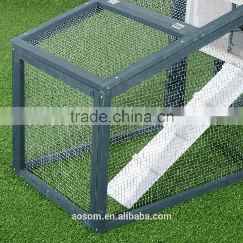 Pawhut 2-Tier Wooden Rabbit Hutch Pet House W / Run