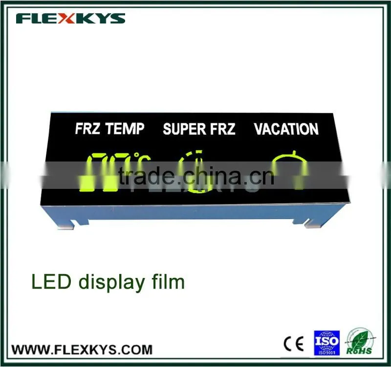 LED display module membrane overlay for refrigerator