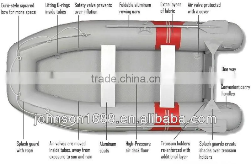 hotsale inflatable boat with electric motor,fibre glass infaltable boat.