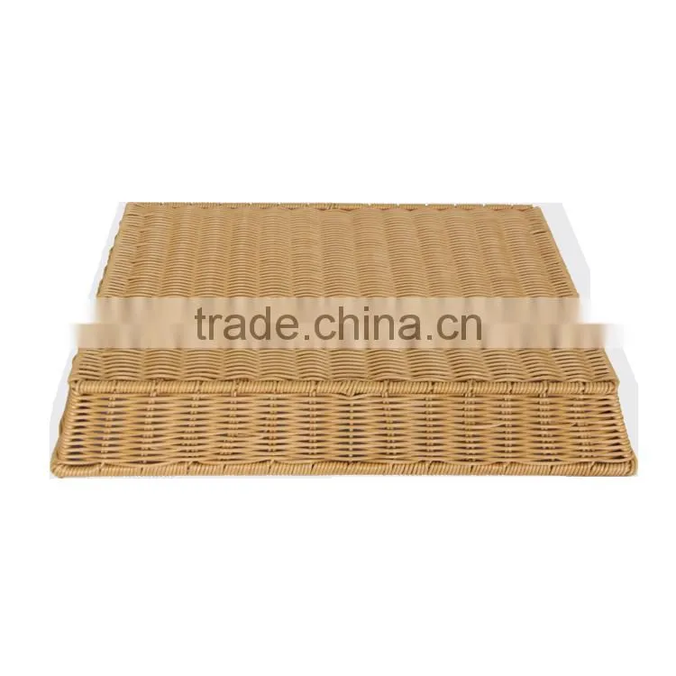 Functional washable plastic wicker rattan display basket for fruit storage