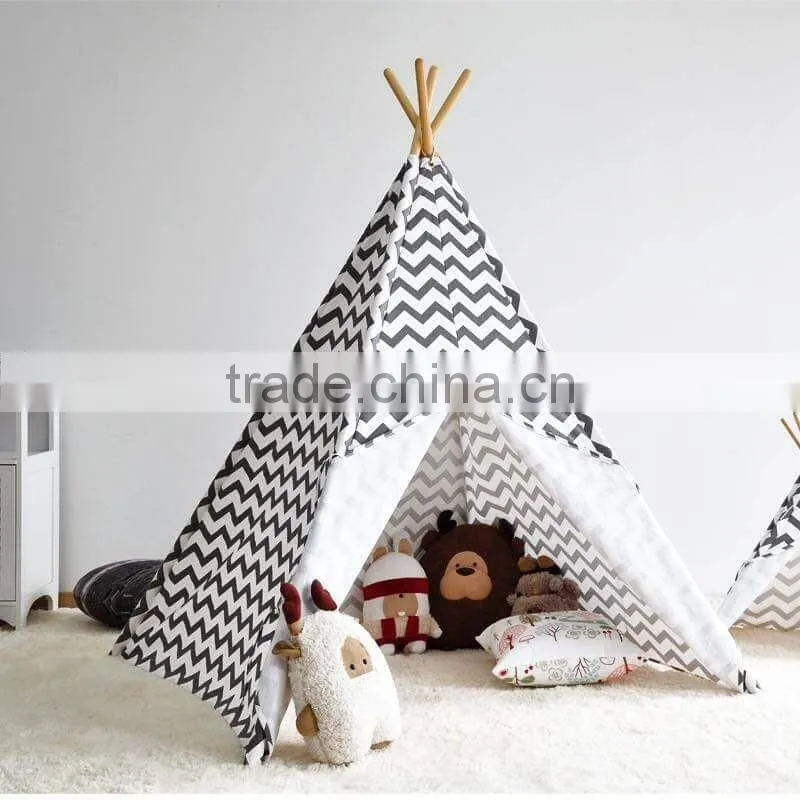 CE certified soft cotton canvas chevron style children play tent room kids teepee
