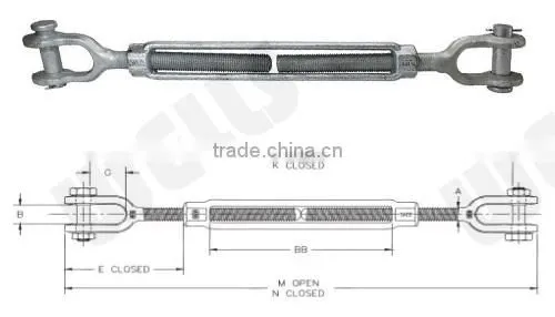 Standard DIN 1478 Galvanized Turnbuckle