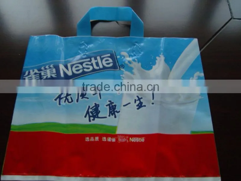 Colorful printed LDPE die cut handle plastic bags
