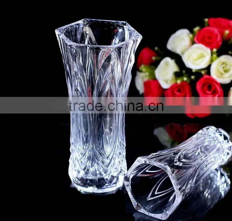 Home or office decoration carving glass flower vase ornamental vases