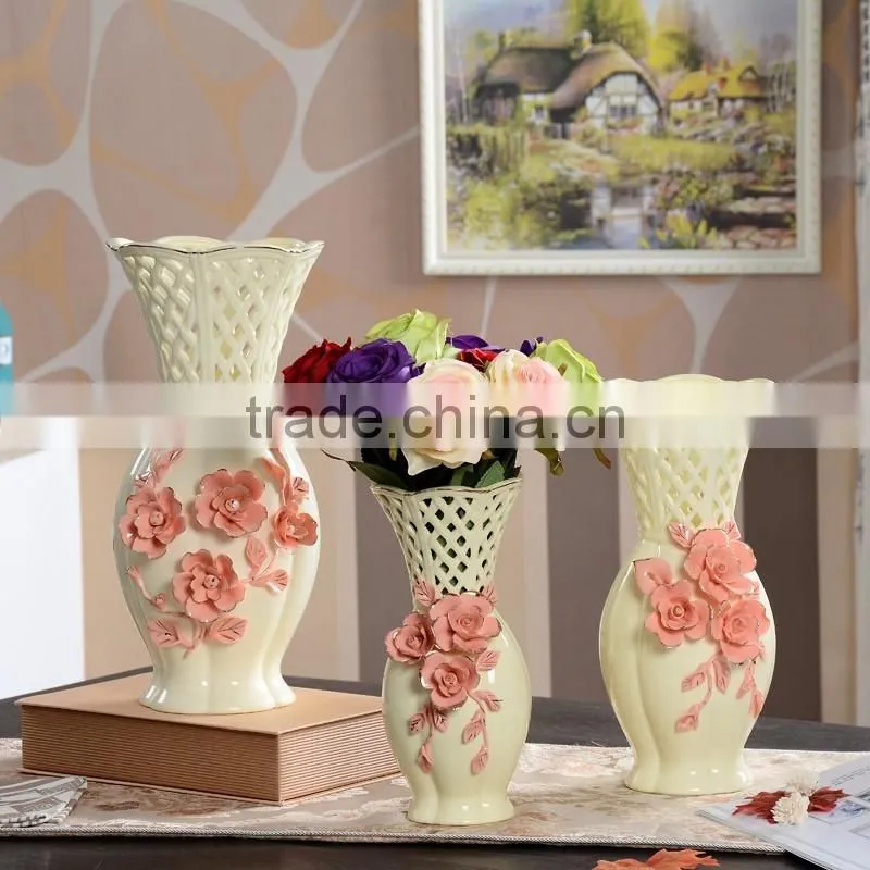 ceramic flower vase wholesale , yellow color design porcelain flower vase
