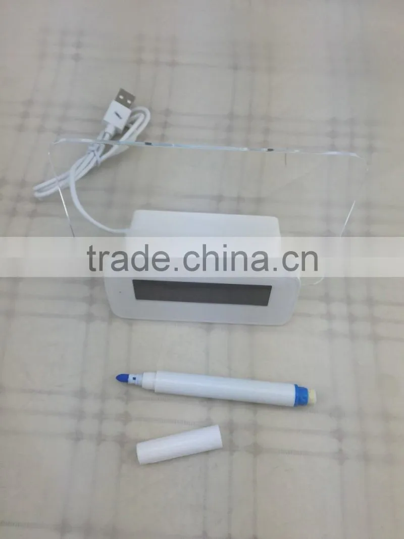 table desk LED Light night alarm clock with memo board/led message board alarm clock