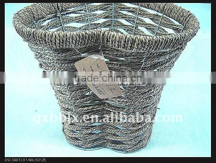 Seagrass wire heart shaped storage decorative waste paper baskets