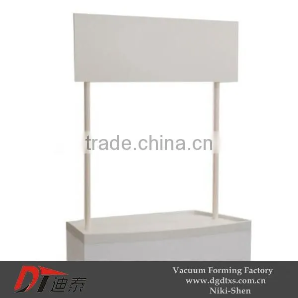 Plastic white promotion sampling table by vacuum forming