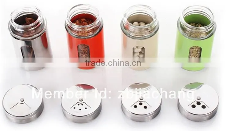 colored glass stainless steel coating cruet/seasoning pot