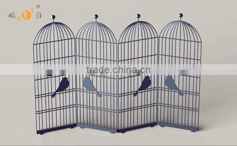 Chinese style living room furniture bird hollow decorative metal folding screen
