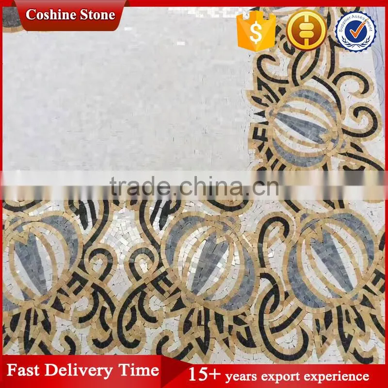 Fancy design flower marble waterjet pattern mosaic tile