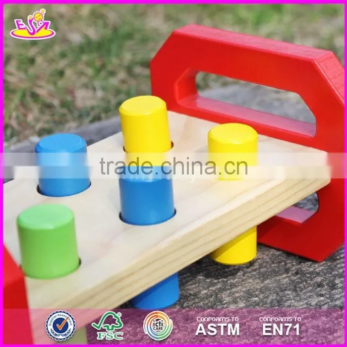 2017 new design baby funny toy wooden pound a peg W11G036