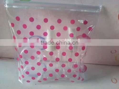 4pcs travel bottles/pet travel bottle set/cosmetic bottle set with 18 thickness 1c color pvc bag