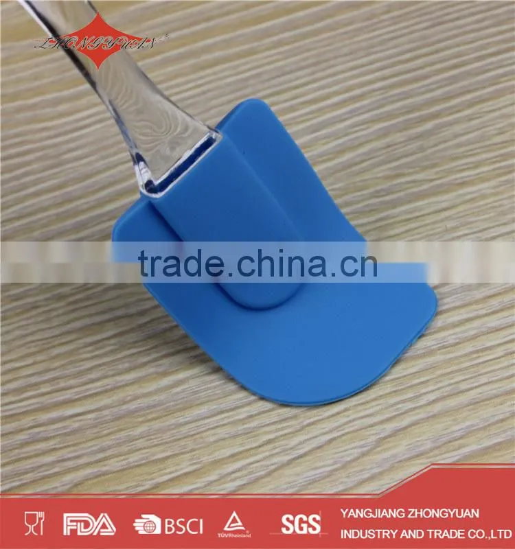 blue silicone spatula with plastic handle