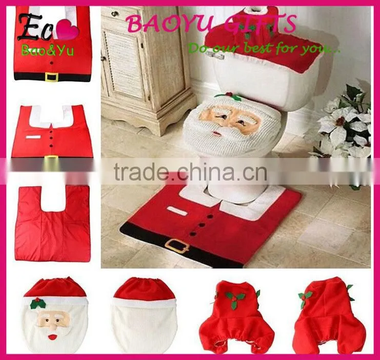New Best Christmas Santa toilet cover set Lavatory Christmas decoration