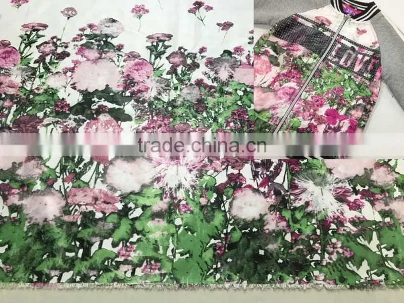 Beautiful floral polyester fabric for jacket small flowers cloth material 100 polyester fabric