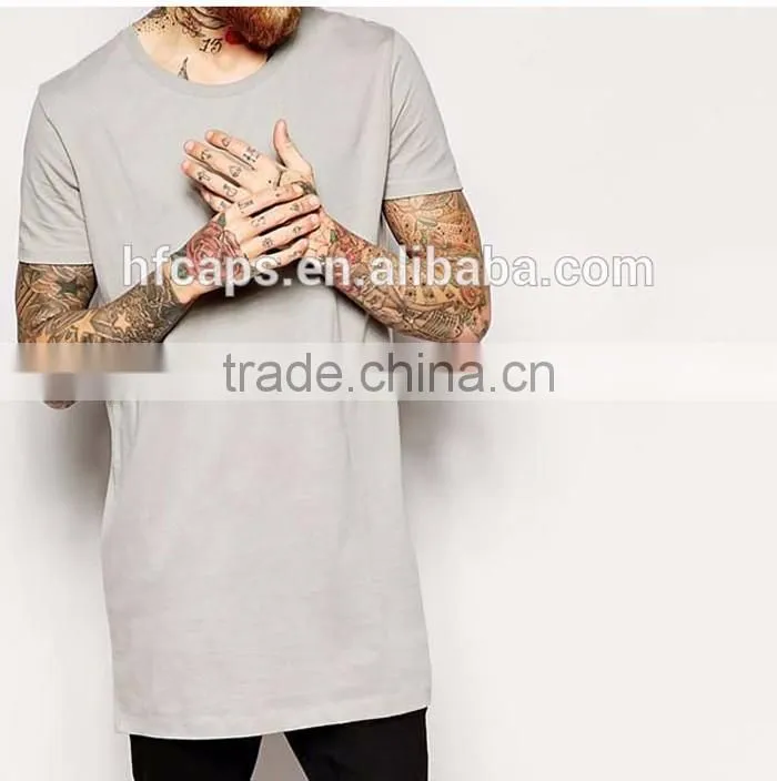 OEM Mens Gray Soft And Thin Plain Long Length T-shirts