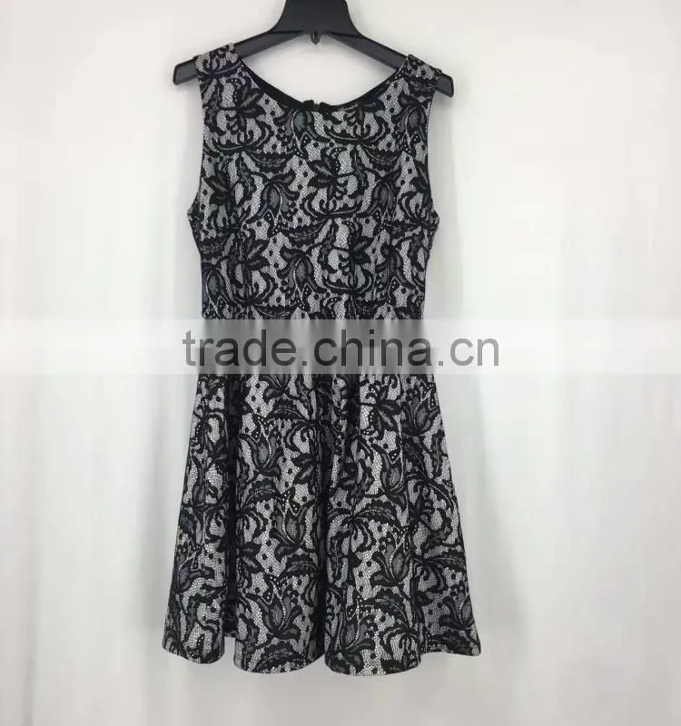 Ladies stock garment sleeveless black sexy prom party dress