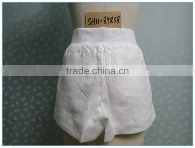 Casual high waisted linen hot sale women shorts