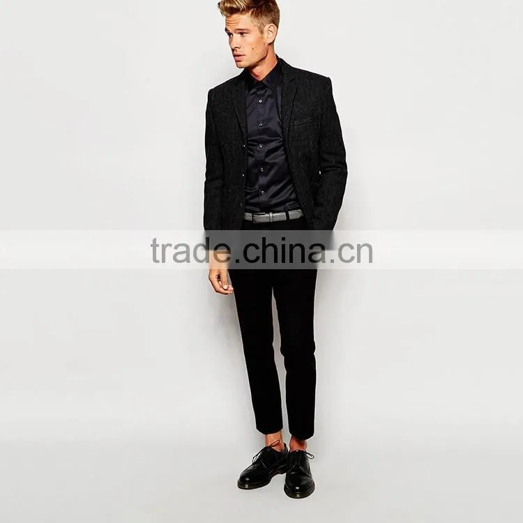 Classic formal slim fit black shirt for men