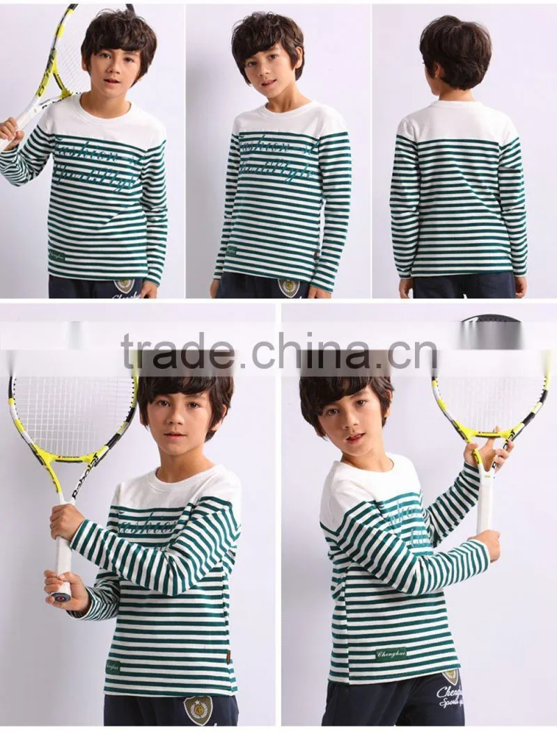 kids boys Round collar stripe high quality tshirt