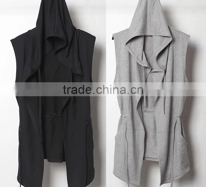 2016 fashion custom full face zip long knee length hoodie