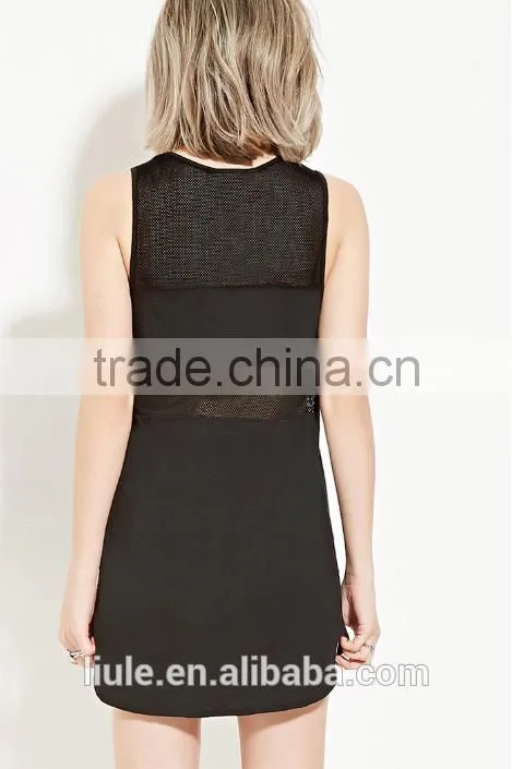 New Design Women Cotton Lace Perspective Sleeveless casual Dresses sexy dress for ladies