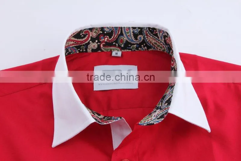 solid color contrast collar and cuff men's formal casual dress shirts