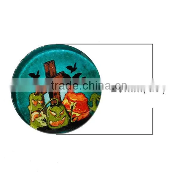 Glass Dome Seals Cabochons Round Flatback Multicolor Halloween Pumpkin Bat Pattern Transparent 20mm Dia